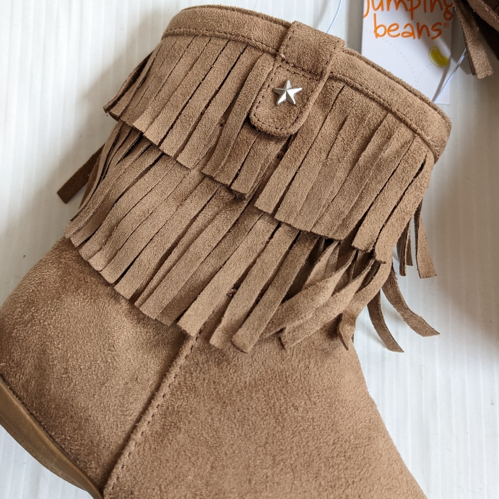 JUMPING BEANS optimistic double fringe tan suede boots - Picture 6 of 8